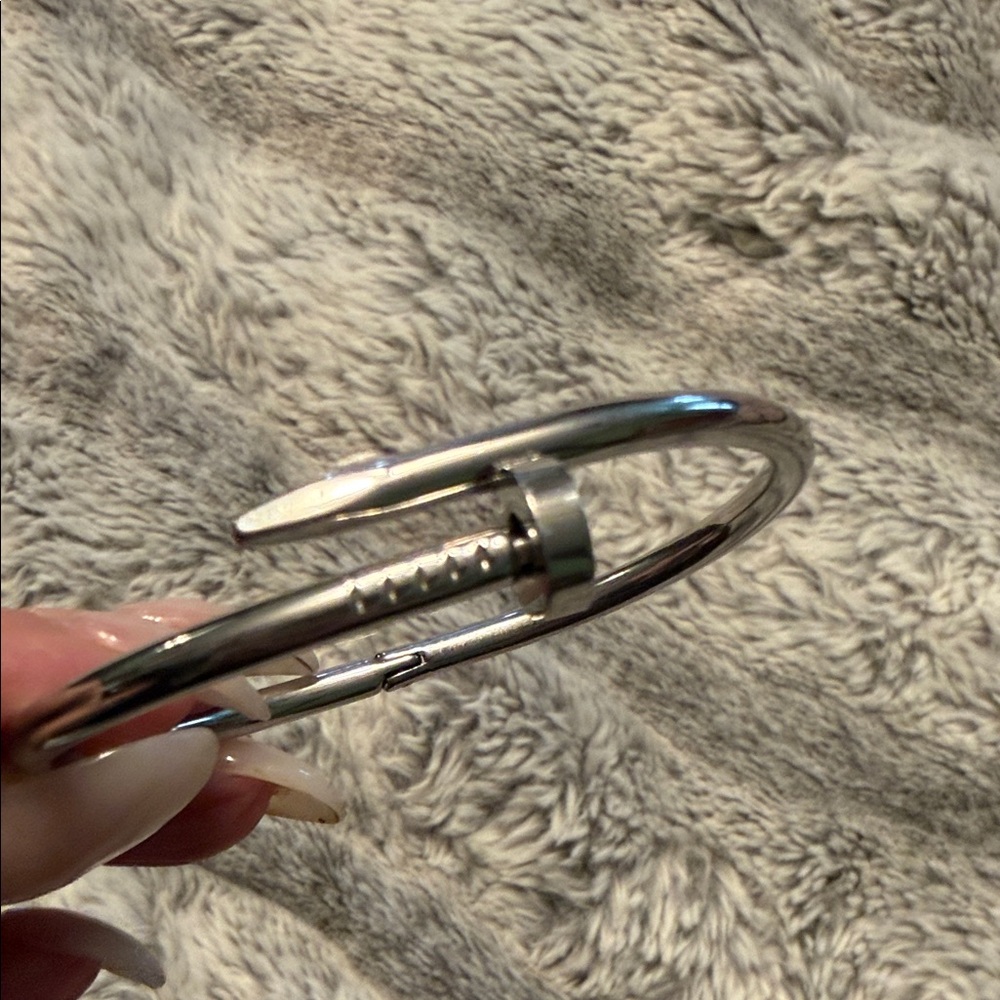 Silver Nail-Style Cuff Bracelet - Women Accessories